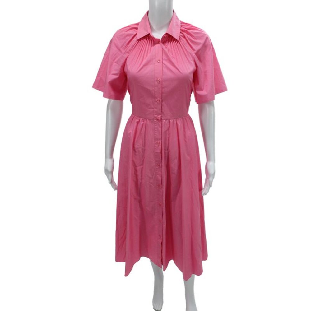 RED Valentino Womens Pink Shirt Dress Button Short Sleeve Maxi Size 40